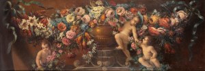 Garland of flowers and cherubs