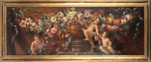 Garland of flowers and cherubs