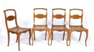 Intarsjowany zestaw krzeseł z włoskiego drewna klonowego, Carlo X