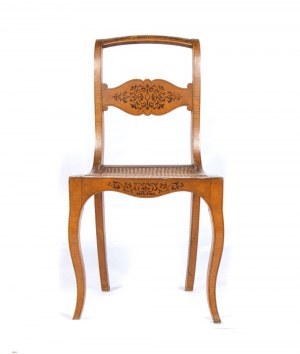 Inlaid Italian maple wood chair set, Carlo X