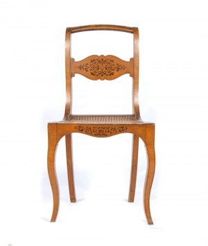 Intarsjowany zestaw krzeseł z włoskiego drewna klonowego, Carlo X