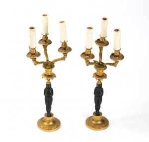 Pair of bronze French lamps Retour d'Egypte
