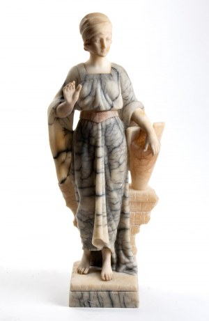 Rebecca at the well, Italian alabaster statue