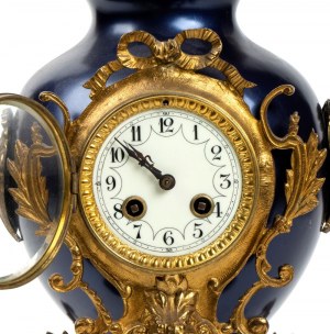 French gilded and lacquered mantel clock