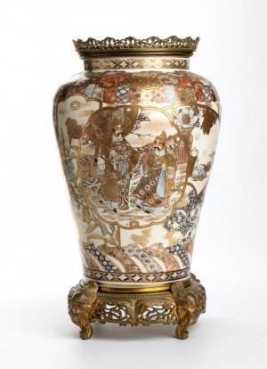 Vase japonais Satsuma monté sur bronze français