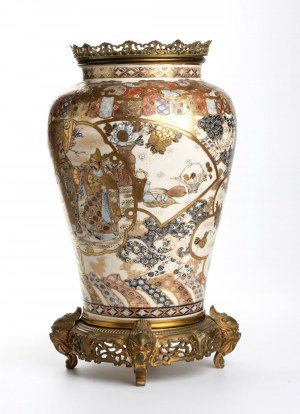 Vase japonais Satsuma monté sur bronze français