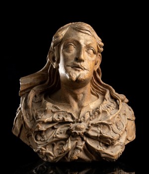 FRench drevená busta zobrazujúca Jeana de Rotrou (?)