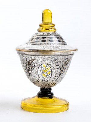 Glass lidded vase