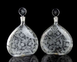 A pair of Murano glass decanters