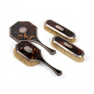 Solomon Blanckensee & Son Ltd, Solomon Blanckensee & Son Ltd English sterling silver and tortoiseshell toilet set