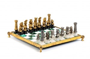 Malachite and alabaster chessboard