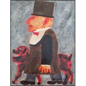 BORGHESE FRANZ Roma 1941 - 2005 &quot;Personaggio con cane&quot;, BORGHESE FRANZ Roma 1941 - 2005 &quot;Personaggio con cane&quot;