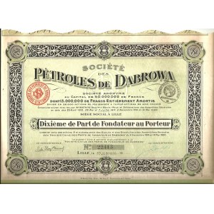 1920-1925 [DĄBROWA-DROHOBYCZ KOPALNIE ROPY] SOCIETE DES PETROLES DE DABROWA - ZBORNÍK 3 poľsko-francúzskych akcií ropného priemyslu DĄBROWA.