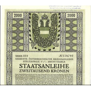 1917. SIÓDMA 5,5% AUSTRYACKA POŻYCZKA WOJENNA. DWA TYSIĄCE KORON.