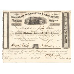 1853. CINCINNATI, WILMINGTON AND ZANESVILLE RAIL ROAD COMPANY. $50.