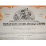 1955. COLLECTION OF 2 SHARES OF NEW YORK CENTRAL RAILROAD COMPANY STOCK. $50 AND $100.