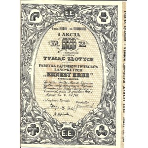 207. 1936. FABRYKA ŁIĄCZNIKÓW AND WYROBÓW LANO-KUTYCH Ernest Erbe. ZAWIERCIE. 1000 ZŁ.