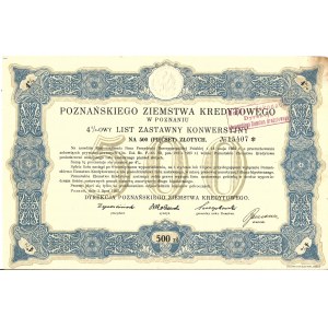 1925. POZNAŃSKI ZIEMSTWO KREDYTOWE. 4% PLEDGE LETTER. 500 ZŁ.