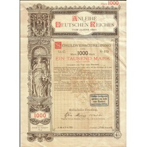 1880. [OBLIGACJA II RZESZY NIEMIECKIEJ] ANLEIHE DER DEUTSCHEN REICHES. 1000 MAREK.
