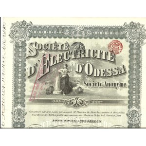 1910 [ELECTRICITY AND STREETCARS OF ODESA]. SOCIETE D'ELECTRICITE D'ODESA. 100 FRANKS.