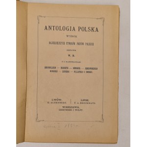 BEŁZA Władysław - ANTOLOGIA POLSKA Wybór Najcenniejszych Utworów Poetów Polskich Ilustracje, Wyd. 1881
