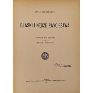 Clemenceau Jerzy - Blaski i nędze zwycięstwa, tłumaczył Jerzy Herniczek, Poznań 1930
