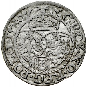 Stefan Batory 1576-1586, Grosz 1580, Olkusz. P-Z, h. Jastrzębiec, RRR.
