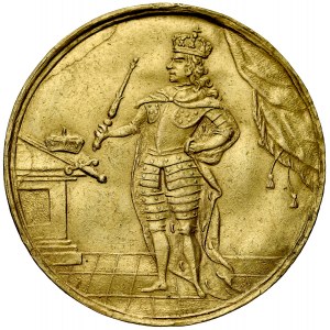 August II Mocny 1697-1733, Medal wikariacki 1711, odbitka wagi 2,5 dukata, Dresden. RRR.