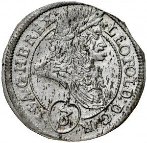 Hungary, Leopold I 1657-1705, 3 kreuzer 1697 C-M, Kosice, Kaschau.