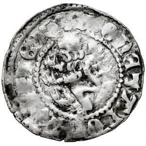 Kazimierz Wielki 1333-1370, Kwartnik ruski, Av.: Litera K w ornamencie, Rv.: Lew.