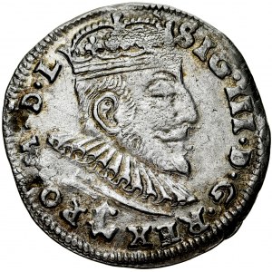 Zygmunt III 1587-1632, Trojak 1590, Wilno. h. Chalecki pod popiersiem. R.