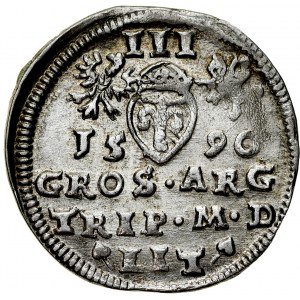 Zygmunt III 1587-1632, Trojak 1590, Wilno. h. Chalecki pod popiersiem. R.
