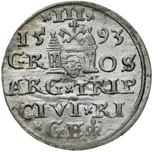 Zygmunt III 1587-1632, Trojak 1593, Ryga. LIV.