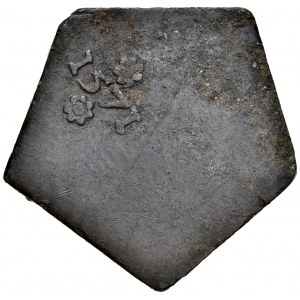 Gdańsk, Żeton 1571, A.: Renesansowy kartusz z herbem miasta Gdańska, po bokach litery F-B, napis otokowy: DANCZ / KER / WAL / TEKEN / 1571 Rv.: W polu data 1571 i ozdobniki.