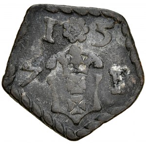 Gdańsk, Żeton 1571, A.: Renesansowy kartusz z herbem miasta Gdańska, w polu data 1*5 / 7-1, Rv.: W polu data 1571 i ozdobniki.
