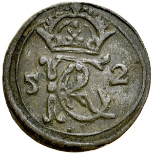 Jan II Kazimierz 1649-1668, Dwudenar 1652, Wilno. RRRR. Rzadki wariant bez legendy otokowej, 160 zamiast 360!.