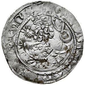 Czechy, Karol I 1346-1378, Grosz praski, Av.: Korona królewska, Rv.: Lew czeski.