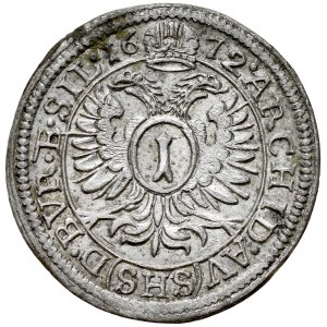 Silesia, Leopold I 1657-1705, Krajcar 1672 SHS, Wroclaw.