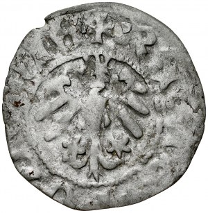 Wladyslaw Jagiello 1386-1434, Half-penny, Cracow, Av: Crown, below it letter F and double cross, Rv: Jagiellonian eagle.