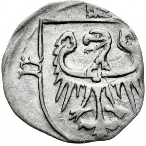 Silesia, Conrad VIII the Younger, 1444-1447, Halerz 15th century, Av: Eagle of John the Evangelist, Rv: Silesian Eagle on shield, Olesnica.
