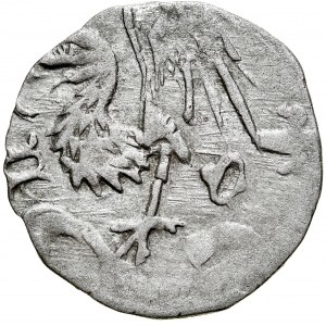 Silesia, Conrad VIII the Younger, 1444-1447, Halerz 15th century, Av: Eagle of John the Evangelist, Rv: Silesian Eagle on shield, Olesnica.