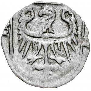 Silesia, Conrad VIII the Younger, 1444-1447, Halerz 15th century, Av: Eagle of John the Evangelist, Rv: Silesian Eagle on shield, Olesnica.