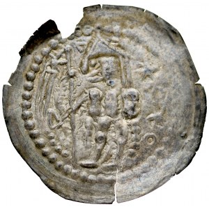 Bolesław Wstydliwy 1243-1279, Brakteat, Av.: Książe trzymający proporzec.