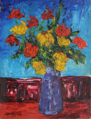 Jan Dutkiewicz (1911-1983), Róże w wazonie (1974)