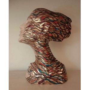Krzysztof Sliwka (b. 1965 ) Stained glass profile unique ceramic sculpture