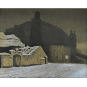 Stanisław Ignacy FABIJAŃSKI PORAJ, Vue nocturne de Wawel, 1916
