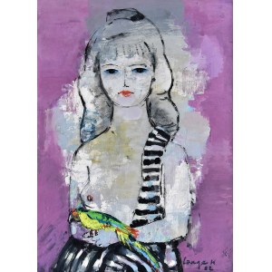 Wiesław LANGE, Mädchen mit Papagei, 1982