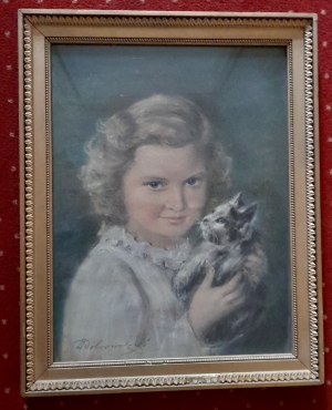 Aleksander Dobrowolski, fille avec un chat.