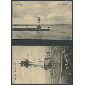 Germany / Poland. Set of 2 postcards Weterplatte - Lighthouse and harbor entrance.