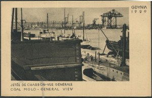 II RP Postcard Gdynia, Coal Pier, 1929